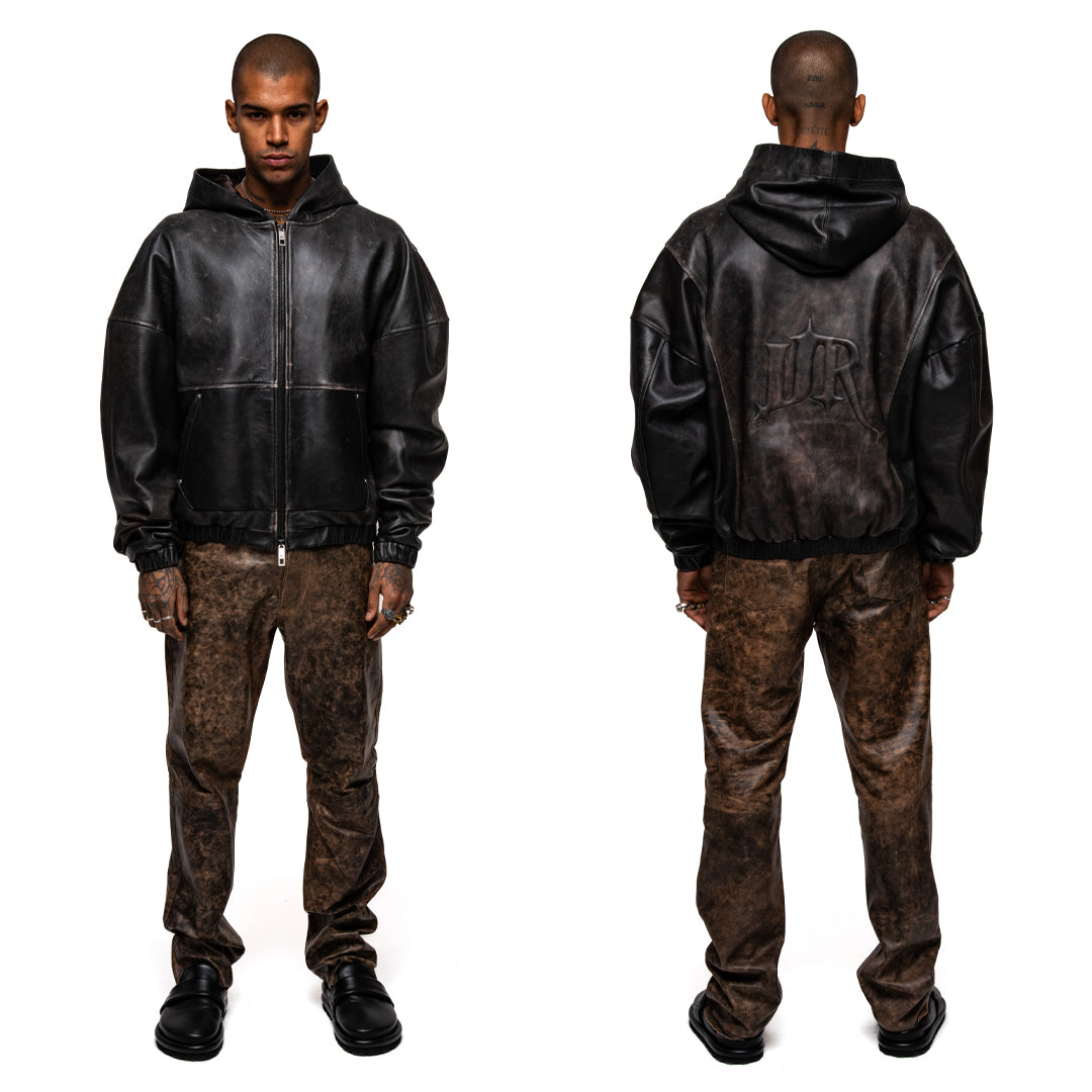 HOOD LEATHER JACKET