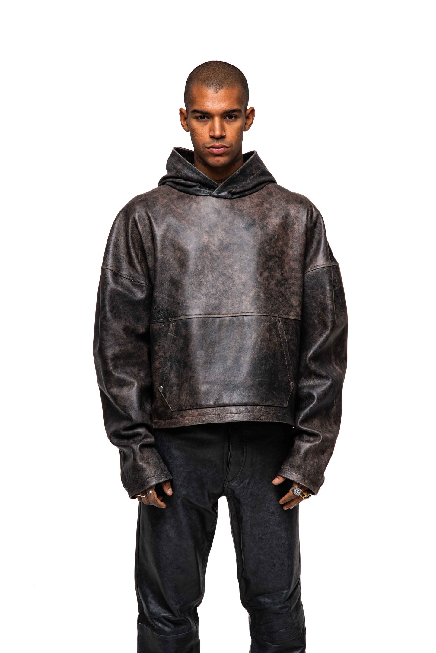 LEATHER HOODIE